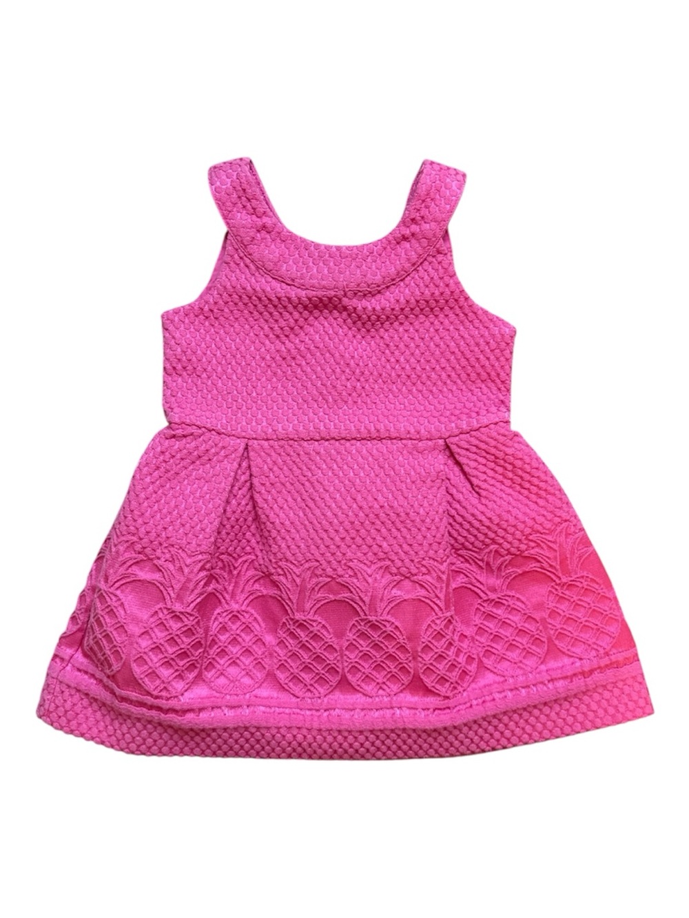 Janie and Jack Baby Girl Pink Textured Pineapple Summer Vacation Dress 12 Months